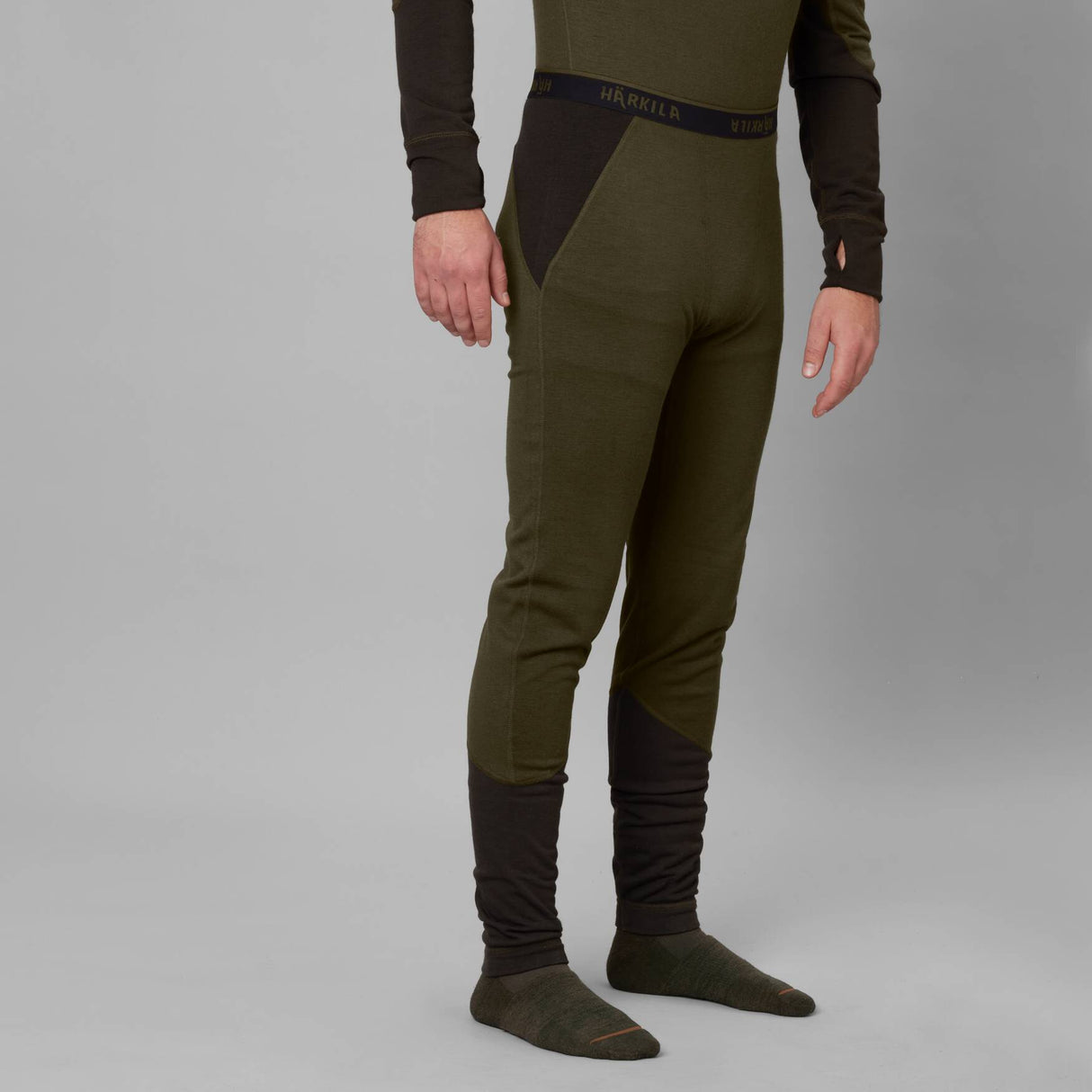 Härkila Base Warm long johns - Herre underbukser - Willow green/Shadow brown