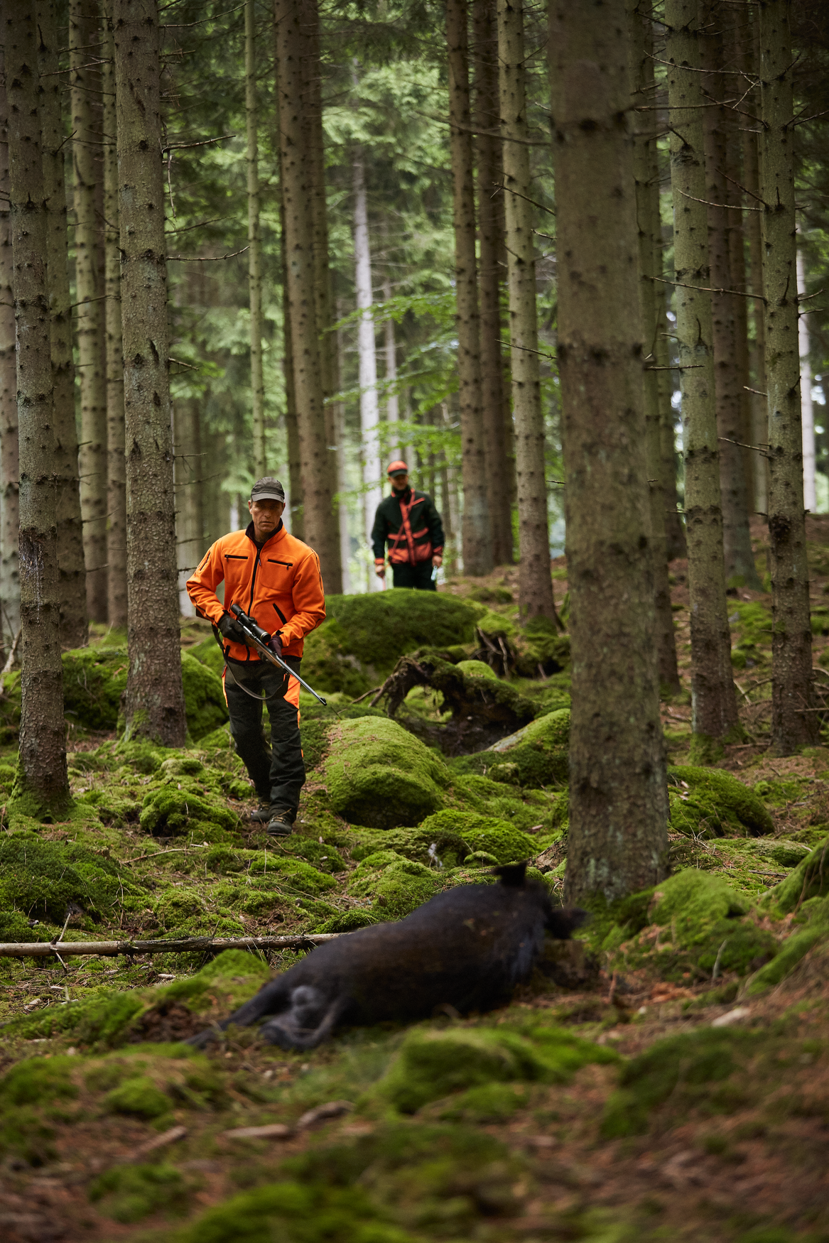 Härkila Kamko fleece - Herre - Hunting green/Orange blaze