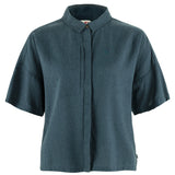 Fjällräven Övik Hemp Camp Shirt SS Skjorte - Dame - Mountain Blue