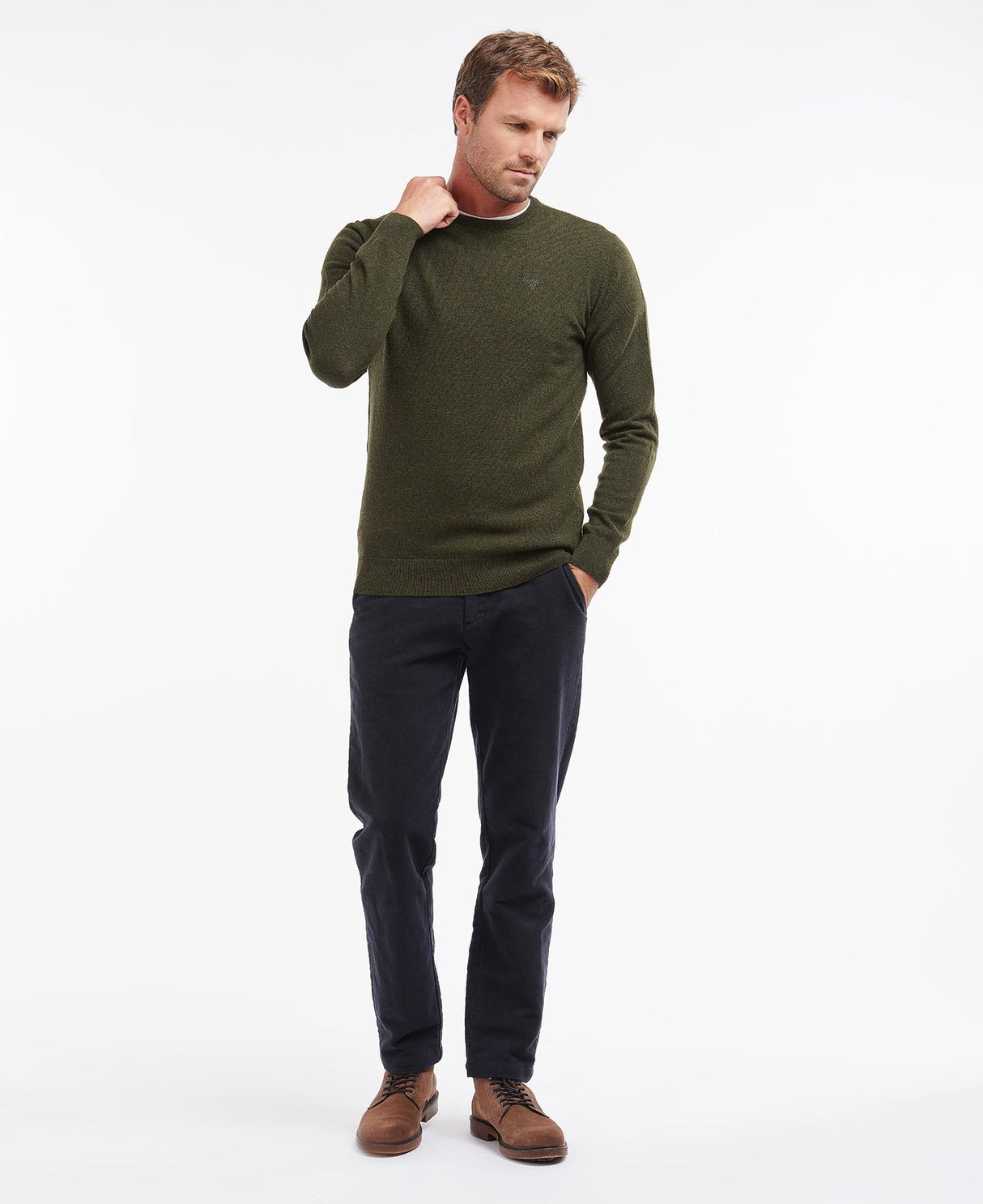 Barbour Essential Lambswool Crew - Herre - Seaweed