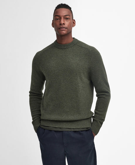 Barbour Grangetown Merino Crew Neck Sweater - Mid Olive - Herre