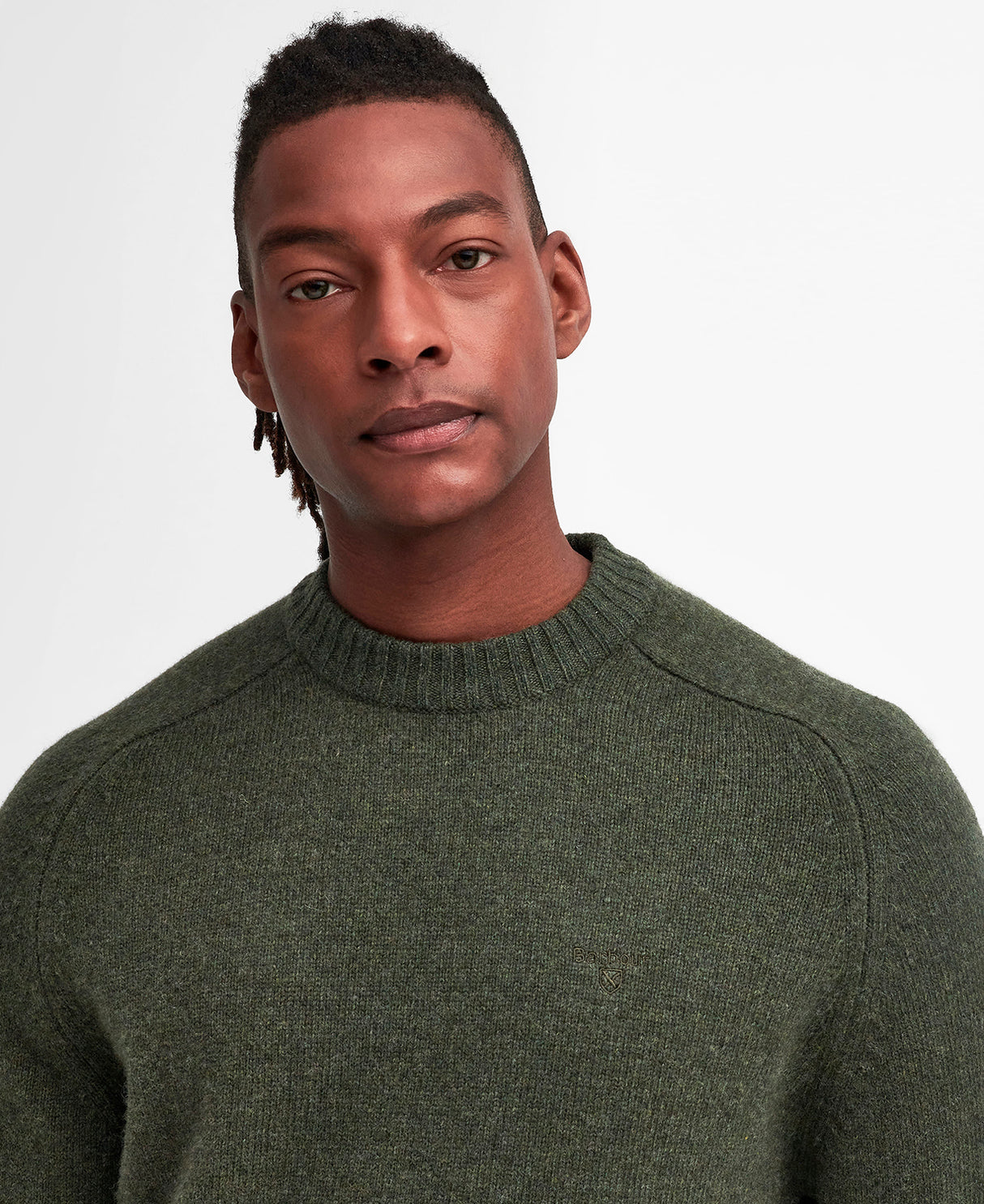 Barbour Grangetown Merino Crew Neck Sweater - Mid Olive - Herre