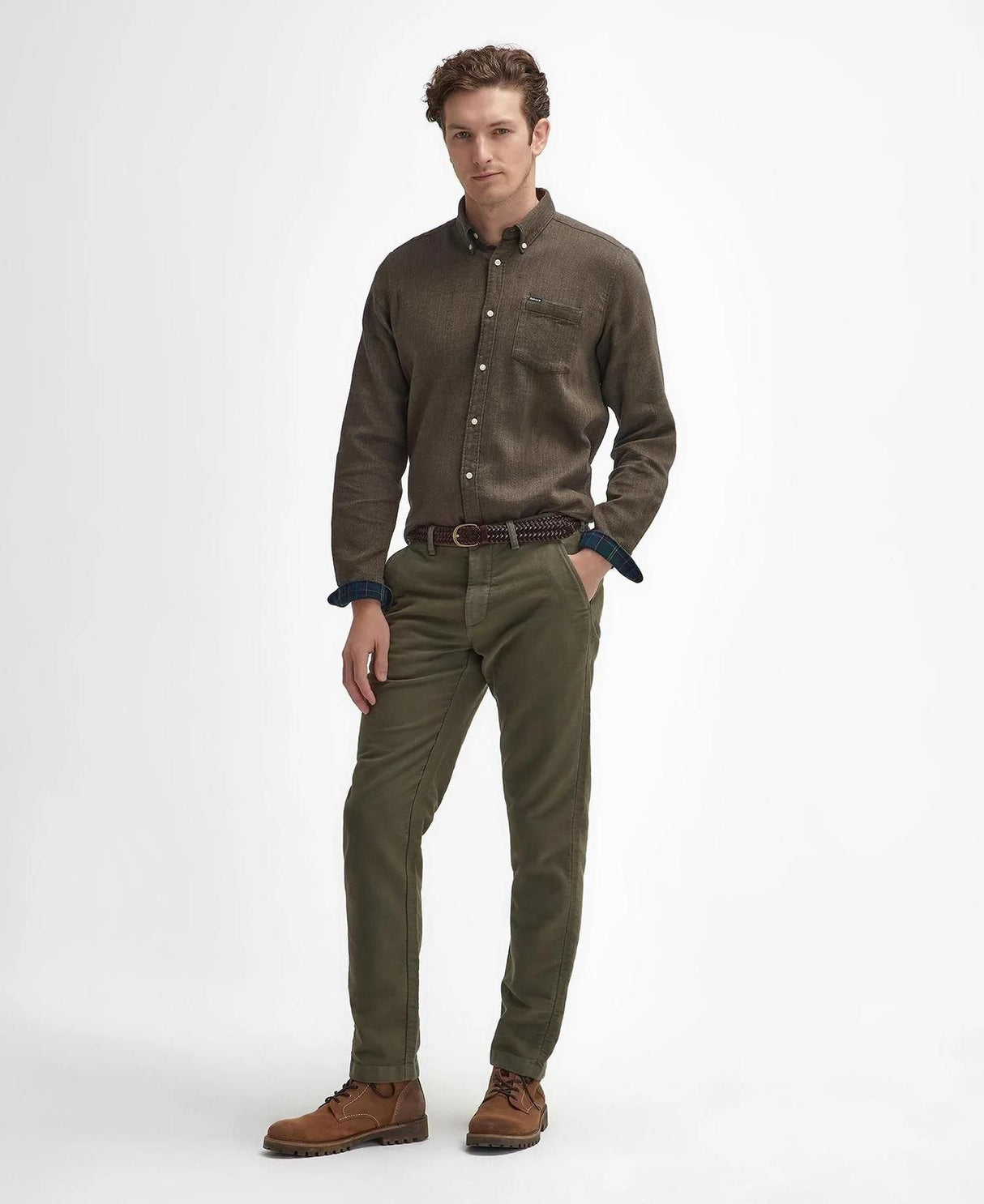 Barbour Moleskin Tailored Fit Trouser - Herre - Dark Olive