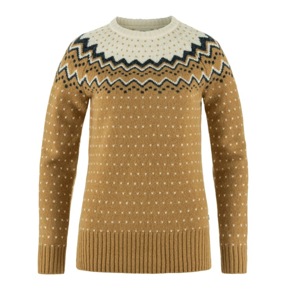 Fjällräven Övik Knit Sweater - Damestrik - Buckwheat Brown/Chalk White