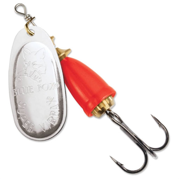 Rapala Blue Fox Vibrax Fluorescent Spinner - Silver Flourescent Red